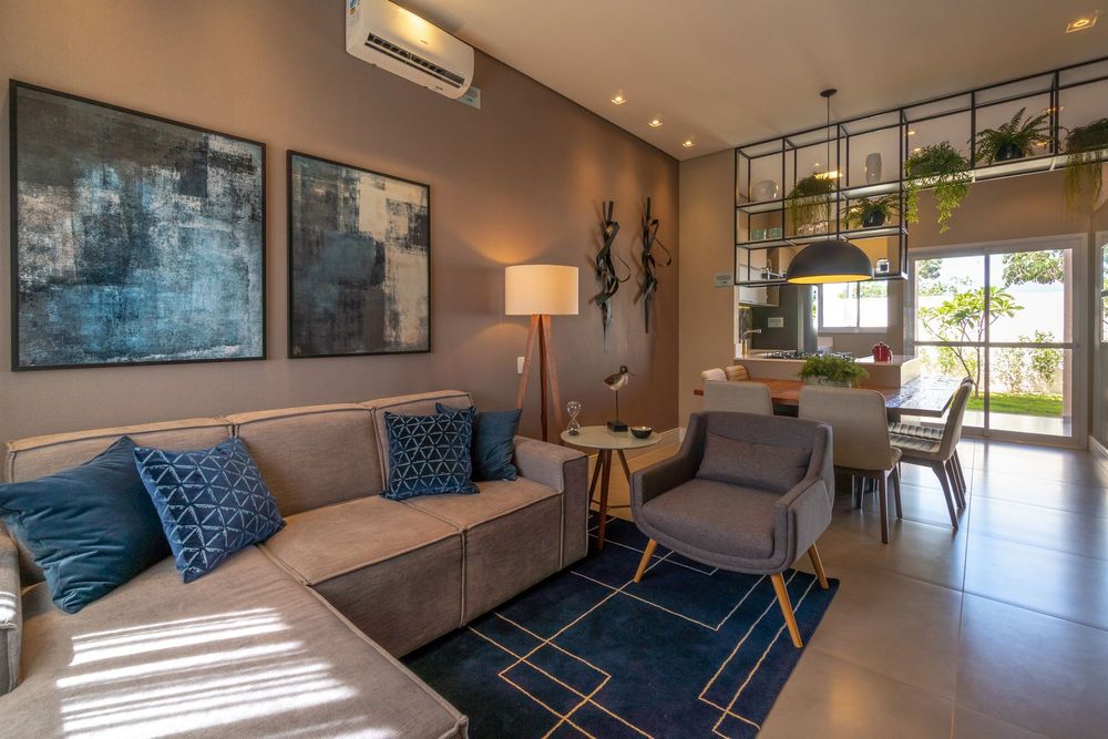 Foto real do living decorado